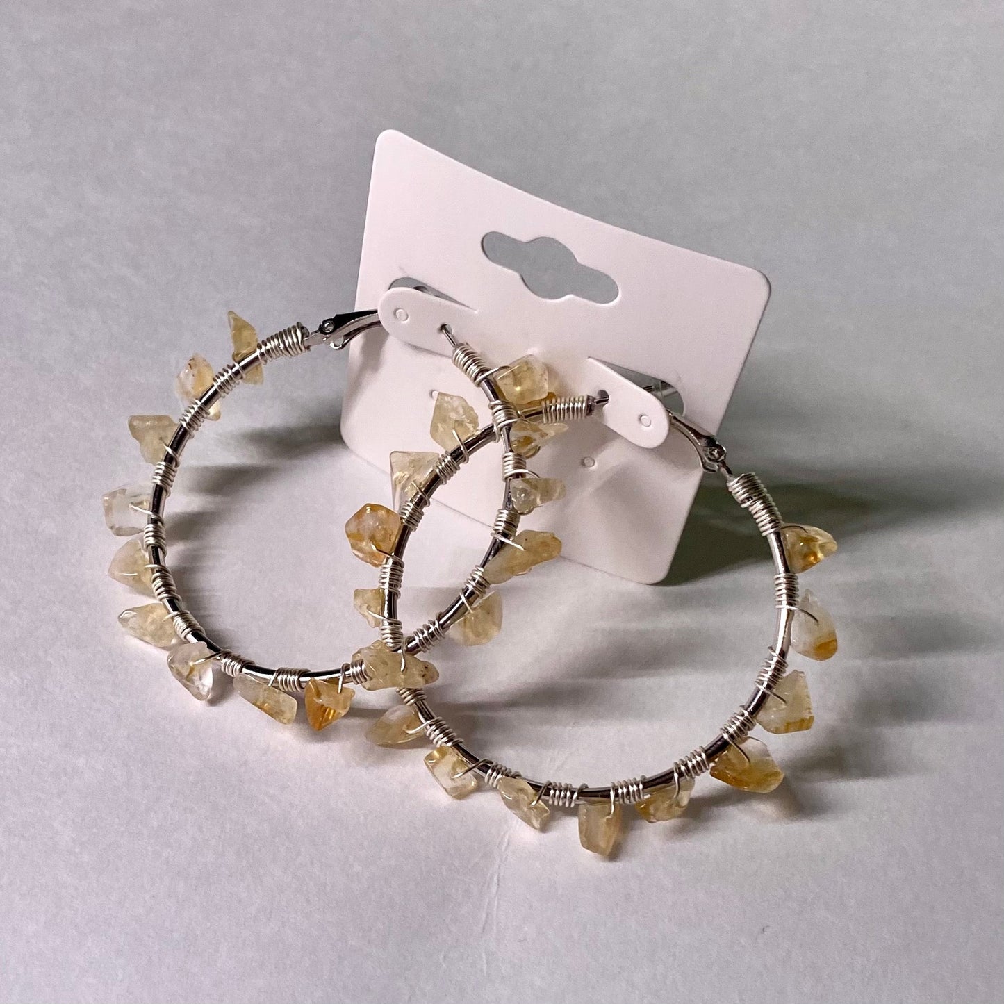 Citrine Chip Hoop Earrings - Celestial Wallflower